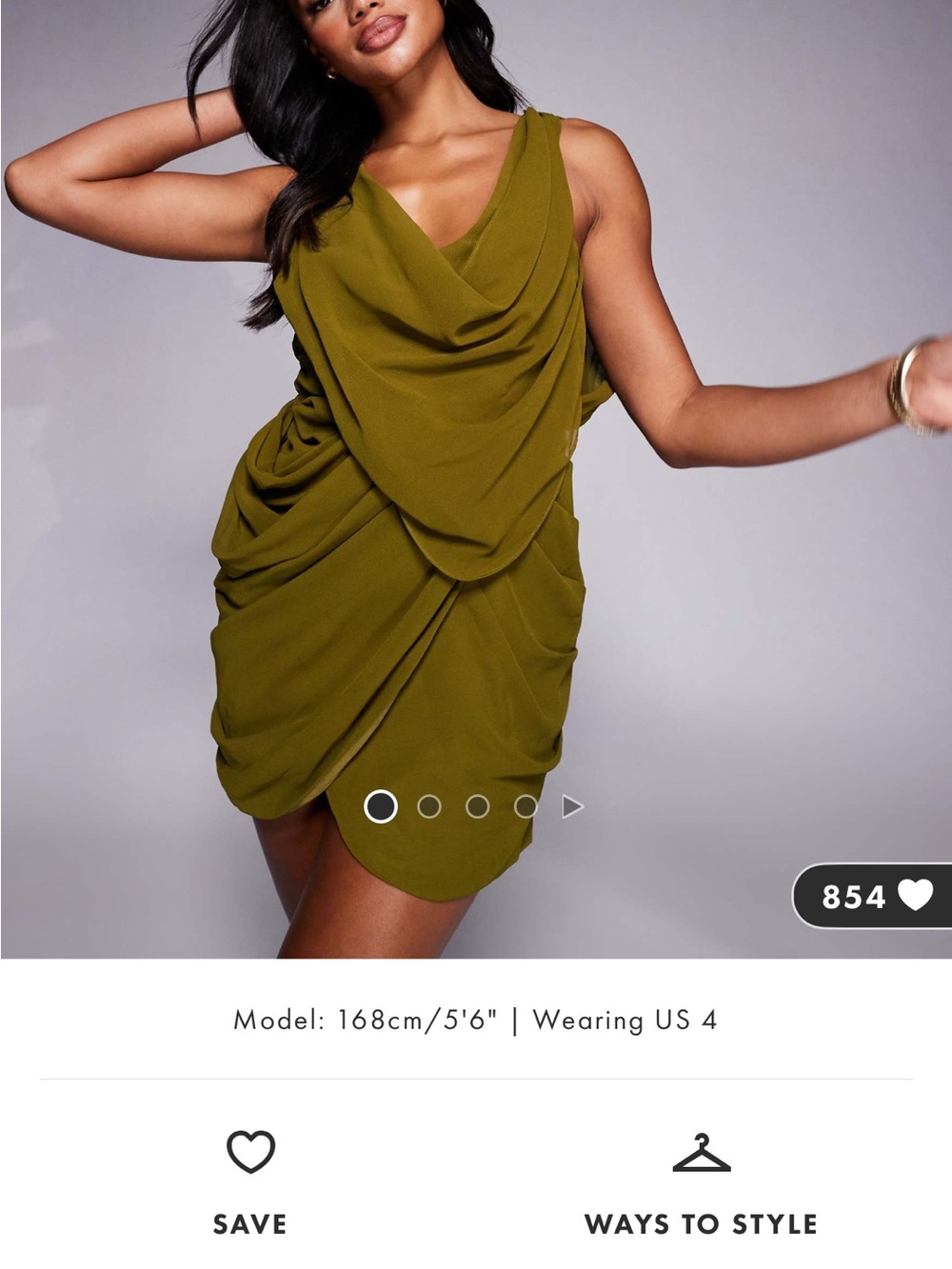 ASOS Olive Draped Mini Dress